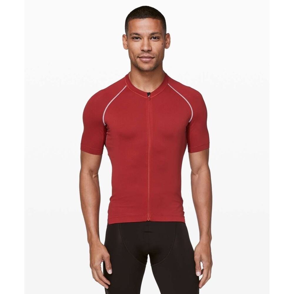 Lululemon Cycling Shirt City To Summit Biking Jersey Cayenne Orange Red M3AZBS M